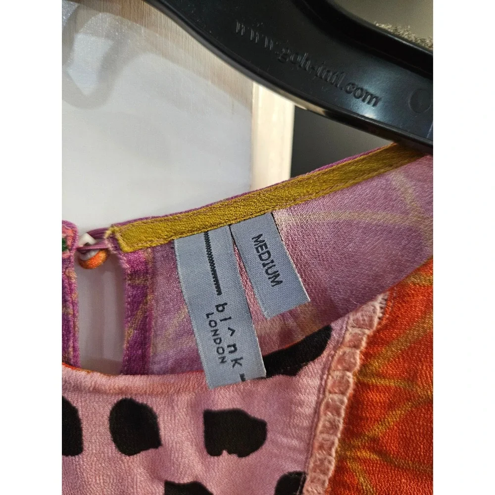 Whimisical Blink London ANTHRO  Patchwork Mixed Print Blouse Long Sleeve Pink  M - Picture 2 of 4